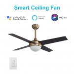 Neva 52 Inch 4-Blade Smart Ceiling Fan - Gold