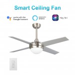 Neva 52 Inch 4-Blade Smart Ceiling Fan - Silver