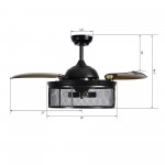 Paloma 42 Inch 3-Blade Smart Ceiling Fan - Black