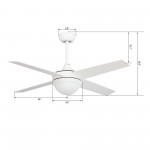 Neva 52 Inch 4-Blade Smart Ceiling Fan - White