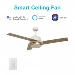 Aeryn 52 Inch 3-Blade Smart Ceiling Fan - White