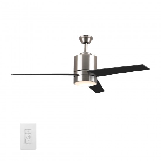 Raiden 52 Inch 3-Blade Smart Ceiling Fan - Silver/Black & Light Wood