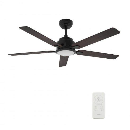 Espear 52 Inch 5-Blade Smart Ceiling Fan - Black/Walnut Wood