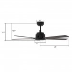 Espear 52 Inch 5-Blade Smart Ceiling Fan - Black/Walnut Wood