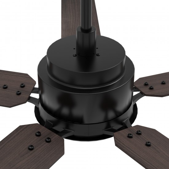 Espear 52 Inch 5-Blade Smart Ceiling Fan - Black/Walnut Wood