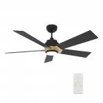 Ascender 52 Inch 5-Blade Smart Ceiling Fan - Black/Black (Gold Detail)