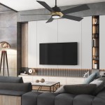 Ascender 52 Inch 5-Blade Smart Ceiling Fan - Black/Black (Gold Detail)