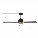 Ascender 52 Inch 5-Blade Smart Ceiling Fan - Black/Black (Gold Detail)