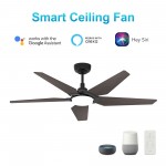 Woodrow 52 Inch 5-Blade Smart Ceiling Fan - Black