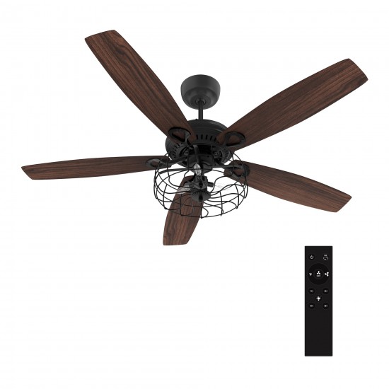 Huntley 56 Inch 5-Blade Ceiling Fan - Black/Walnut Wood