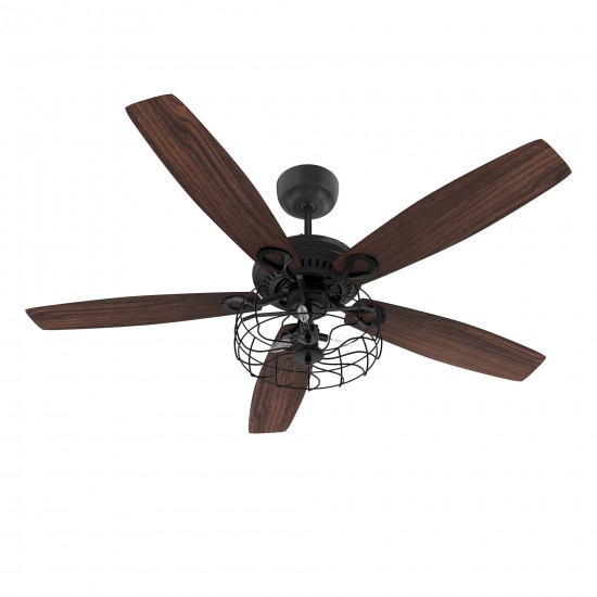 Huntley 56 Inch 5-Blade Ceiling Fan - Black/Walnut Wood