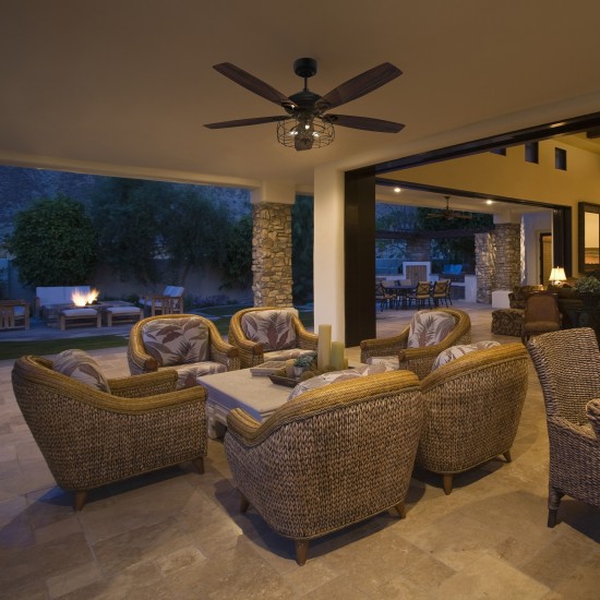 Huntley 56 Inch 5-Blade Ceiling Fan - Black/Walnut Wood