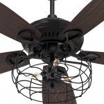 Huntley 52 Inch 5-Blade Ceiling Fan - Black/Walnut Wood