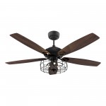 Huntley 52 Inch 5-Blade Ceiling Fan - Black/Walnut Wood