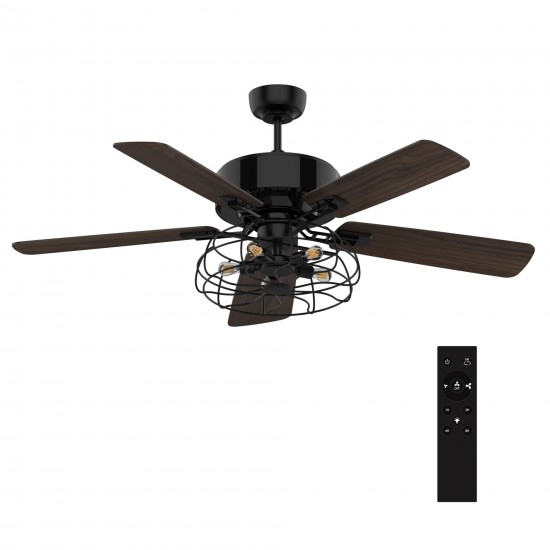 Maverick 52 Inch 5-Blade Ceiling Fan - Black/Walnut Wood