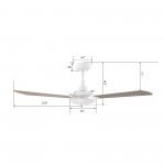 Brisa 56 Inch 3-Blade Smart Ceiling Fan - White