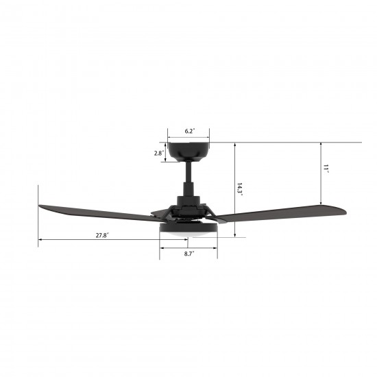 Brisa 56 Inch 3-Blade Smart Ceiling Fan - Black