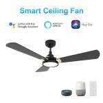 Brisa 56 Inch 3-Blade Smart Ceiling Fan - Black/Black