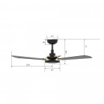 Brisa 56 Inch 3-Blade Smart Ceiling Fan - Black/Black