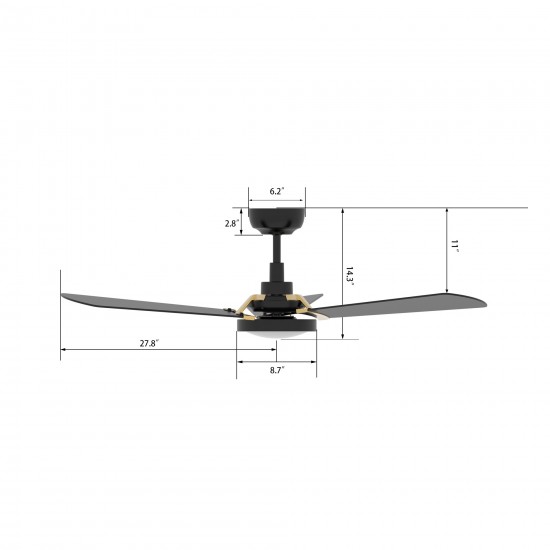 Brisa 56 Inch 3-Blade Smart Ceiling Fan - Black/Black