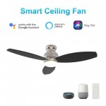 Trento 48 Inch 3-Blade Smart Ceiling Fan - Silver