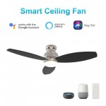 Trento 52 Inch 3-Blade Smart Ceiling Fan - Silver