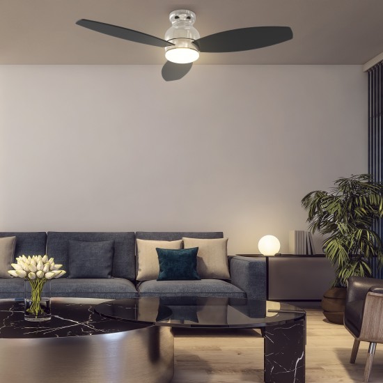 Trento 52 Inch 3-Blade Smart Ceiling Fan - Silver