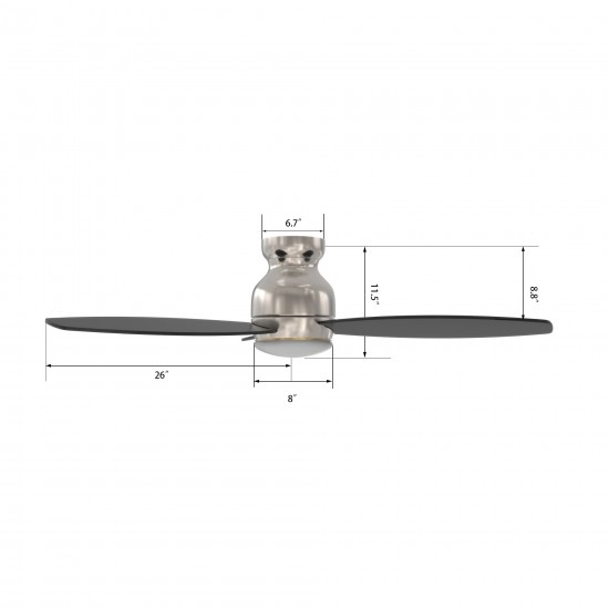 Trento 52 Inch 3-Blade Smart Ceiling Fan - Silver