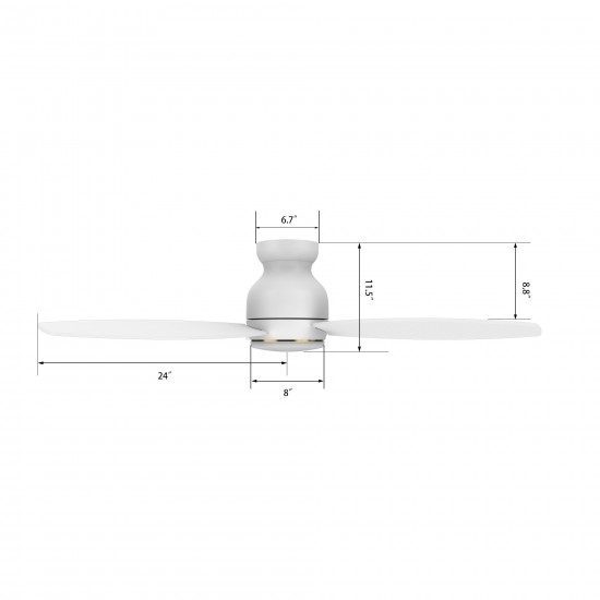 Trento 48 Inch 3-Blade Smart Ceiling Fan - White