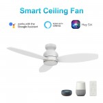 Trento 52 Inch 3-Blade Smart Ceiling Fan - White