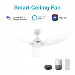 Cranston 52 Inch 3-Blade Smart Ceiling Fan - White