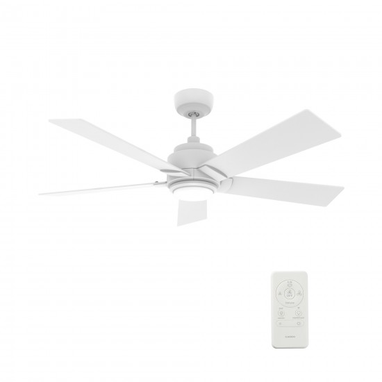 Ascender 52 Inch 5-Blade Smart Ceiling Fan - White/White