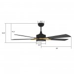 Appleton 52 Inch 5-Blade Smart Ceiling Fan - Black/Black