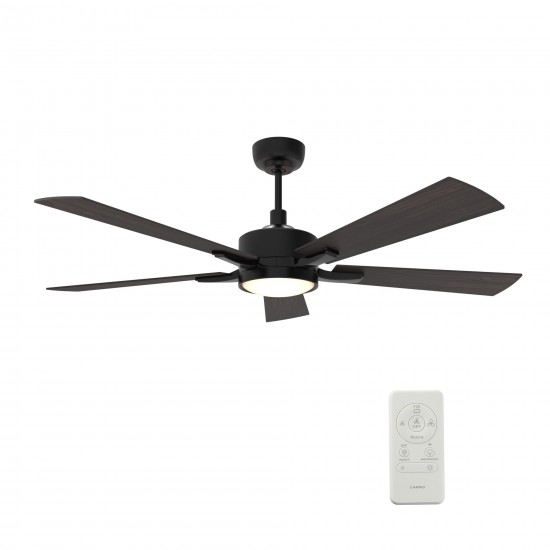 Appleton 52 Inch 5-Blade Smart Ceiling Fan - Black/Wood (Reversible Blade)