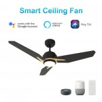 Tracer 48 Inch 3-Blade Smart Ceiling Fan - Black/Black