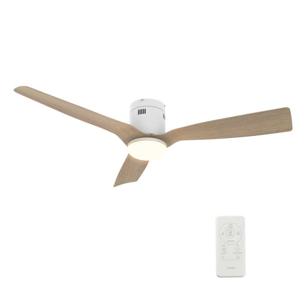 Spezia 52 Inch 3-Blade Smart Ceiling Fan - White/Light Wooden Pattern