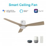 Spezia 52 Inch 3-Blade Smart Ceiling Fan - White/Light Wooden Pattern