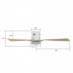 Spezia 52 Inch 3-Blade Smart Ceiling Fan - White/Light Wooden Pattern