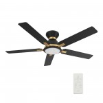 Espear 52 Inch 5-Blade Smart Ceiling Fan - Black/Black