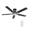 Espear 52 Inch 5-Blade Smart Ceiling Fan - Black/Black