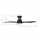 Espear 52 Inch 5-Blade Smart Ceiling Fan - Black/Barnwood (Reversible Blades)