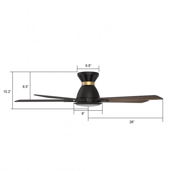 Espear 52 Inch 5-Blade Smart Ceiling Fan - Black/Barnwood (Reversible Blades)