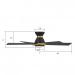 Ascender 52 Inch 5-Blade Smart Ceiling Fan - Black/Black
