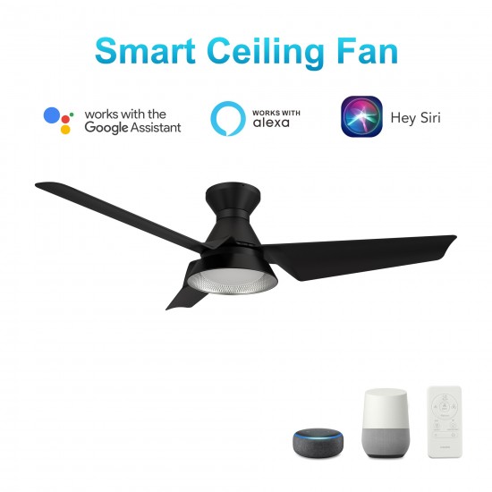 Kreis 52 Inch 3-Blade Smart Ceiling Fan - Black/Black