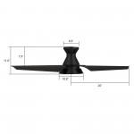 Kreis 52 Inch 3-Blade Smart Ceiling Fan - Black/Black