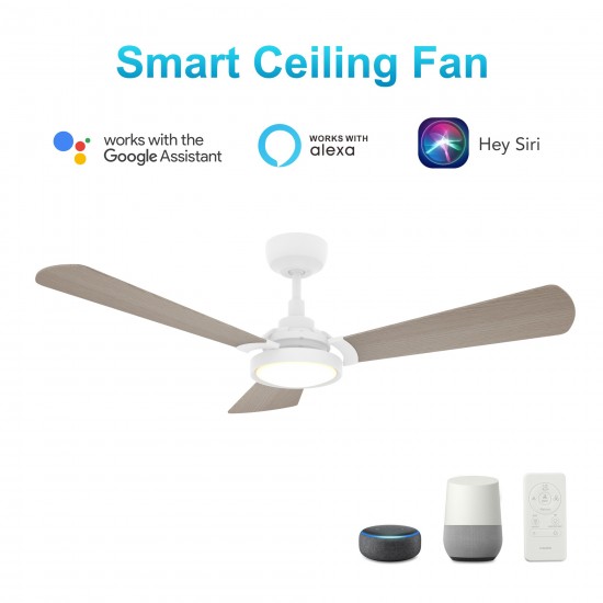 Brisa 52 Inch 3-Blade Smart Ceiling Fan - White