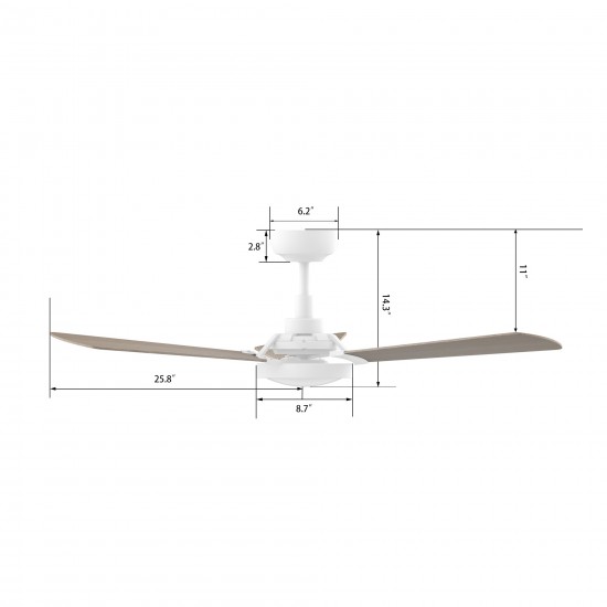 Brisa 52 Inch 3-Blade Smart Ceiling Fan - White