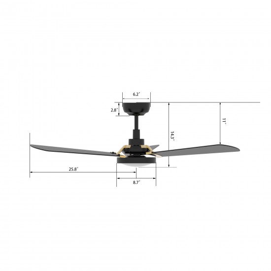 Brisa 52 Inch 3-Blade Smart Ceiling Fan - Black