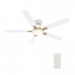 Espear 52 Inch 5-Blade Smart Ceiling Fan - White/White