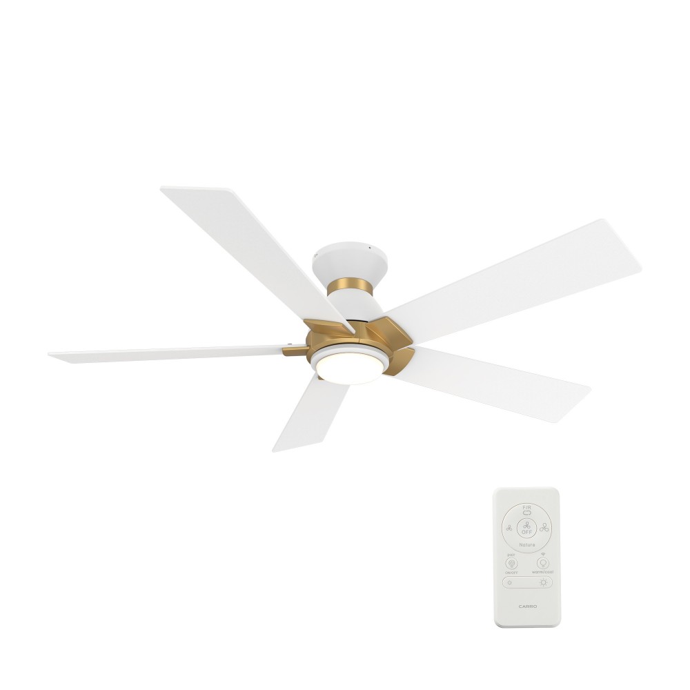 Ascender 52 Inch 5-Blade Flush Mount Smart Ceiling Fan - White